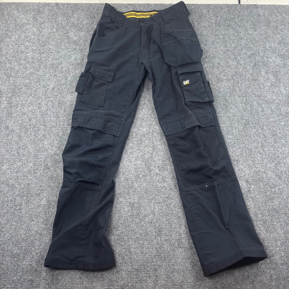 CAT Cargo Work Pants 32x32 Black Multi-Pocket Utility Canvas Mens